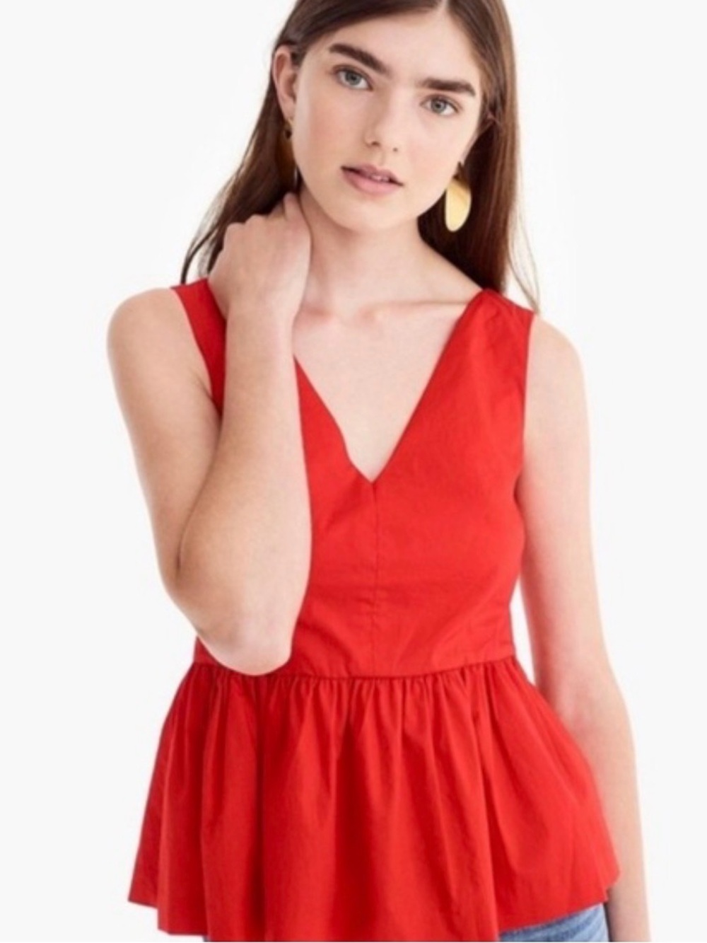 Jcrew cherry red peplum top size 4
